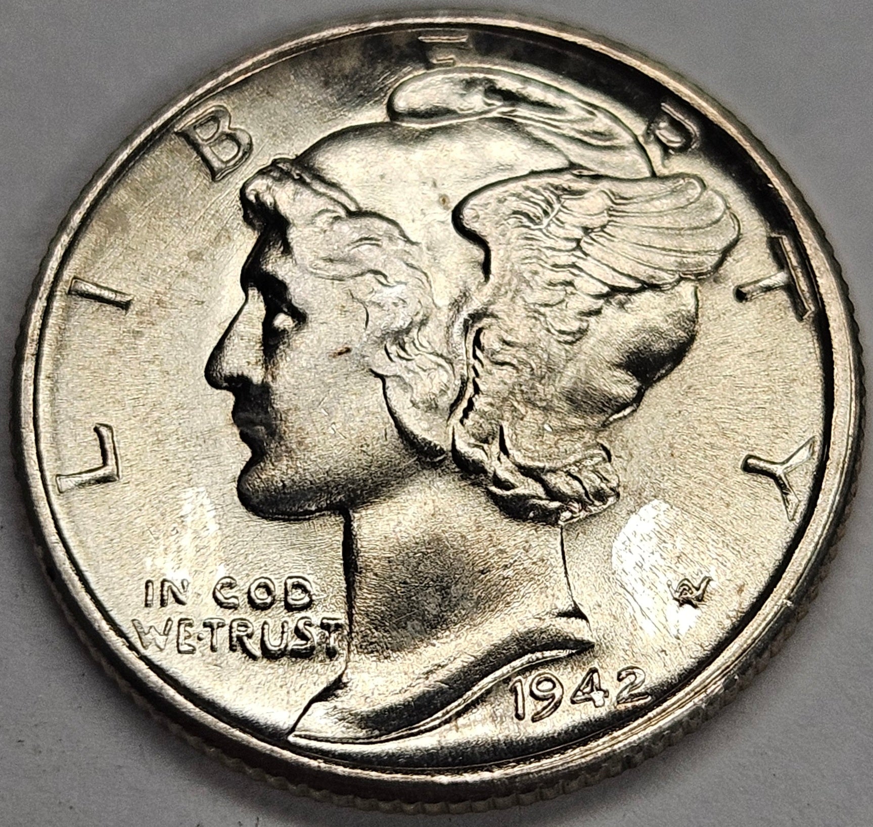 1942 Mercury Dime Superb BU Full Bands – Mount Vernon Coin