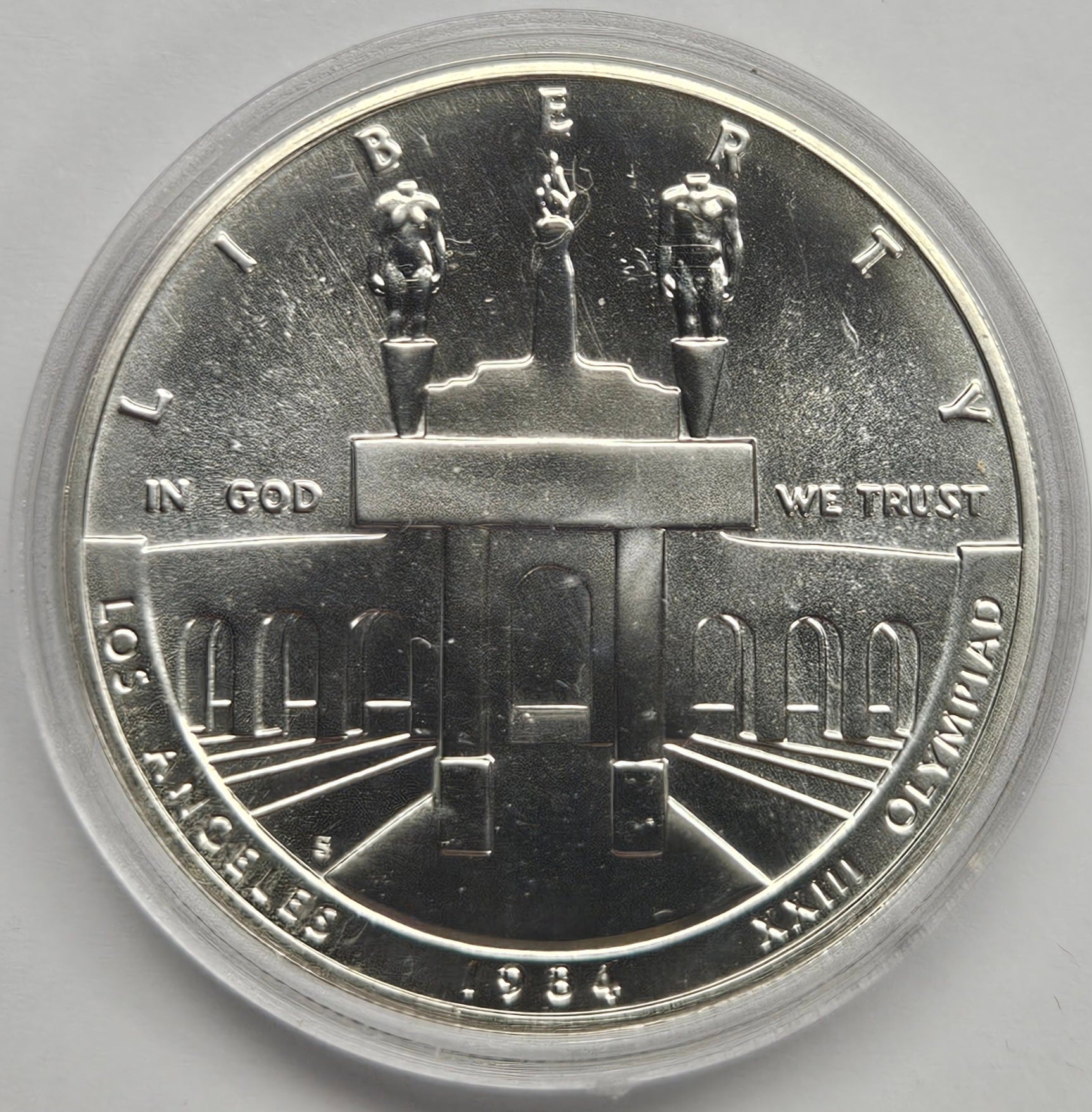 1984-S LA Olympic Coliseum Silver Dollar Gem BU in original U.S.