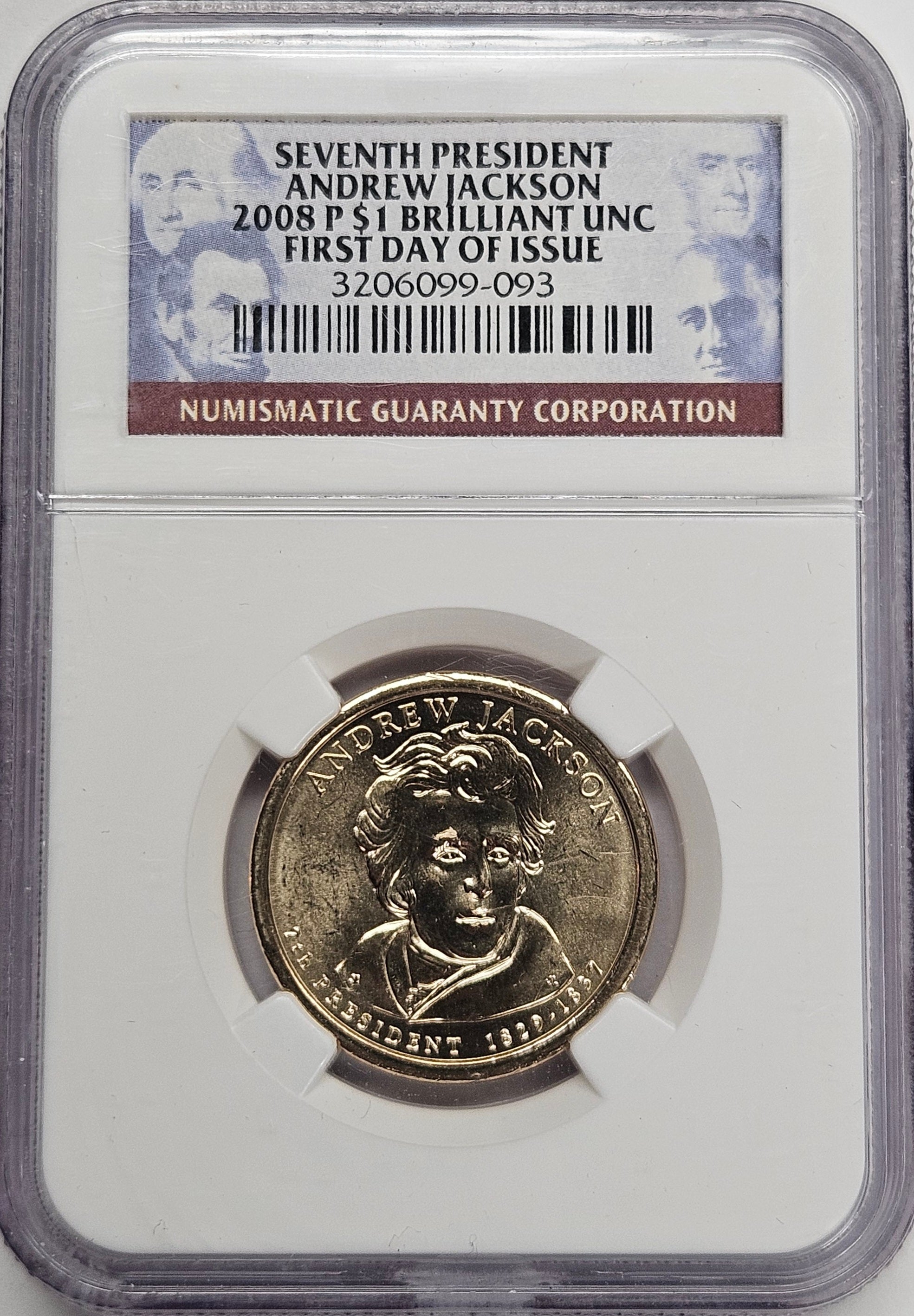 2008 Andrew Jackson Presidential Dollar NGC Brilliant Uncirculated
