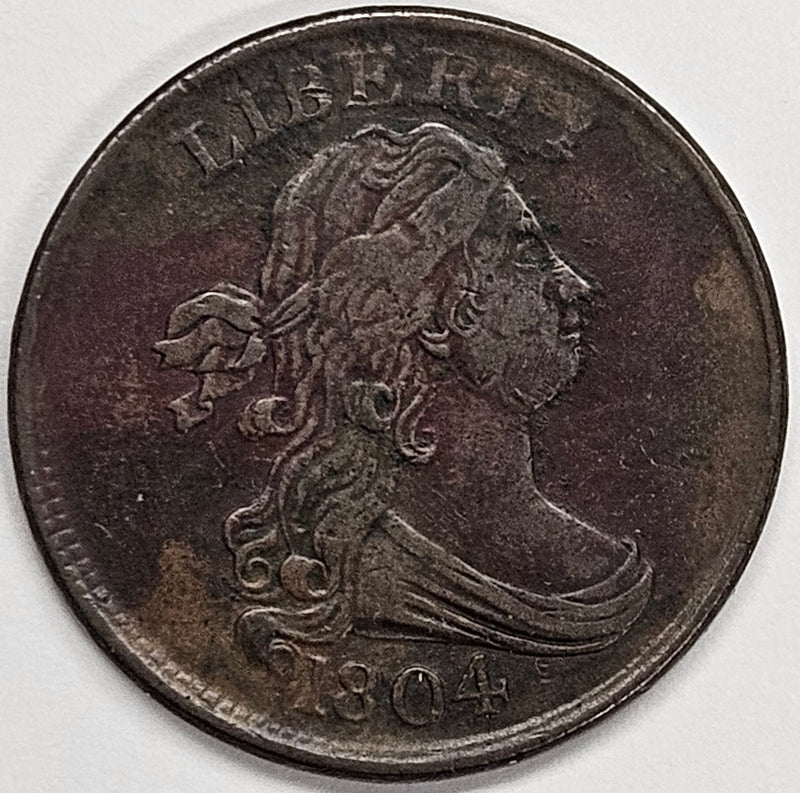 1804 Crosslet 4 No Stems Draped Bust Half Cent . . . . Extremely Fine