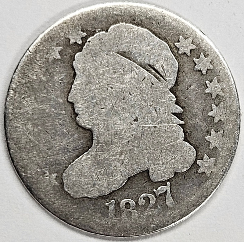 1827 Pointed Top Bust Dime . . . . About Good