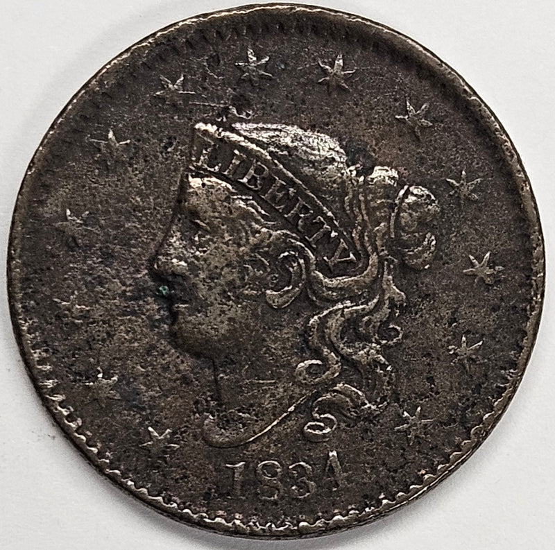 1834 Large 8 Large Stars Large Letters Matron Head Large Cent . . . . XF pitted