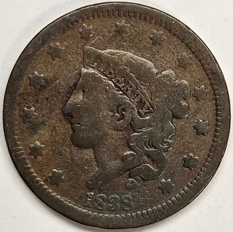 1838 Coronet Head Large Cent . . . . Fine