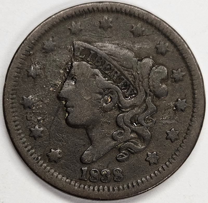 1838 Matron Head Large Cent . . . . Fine