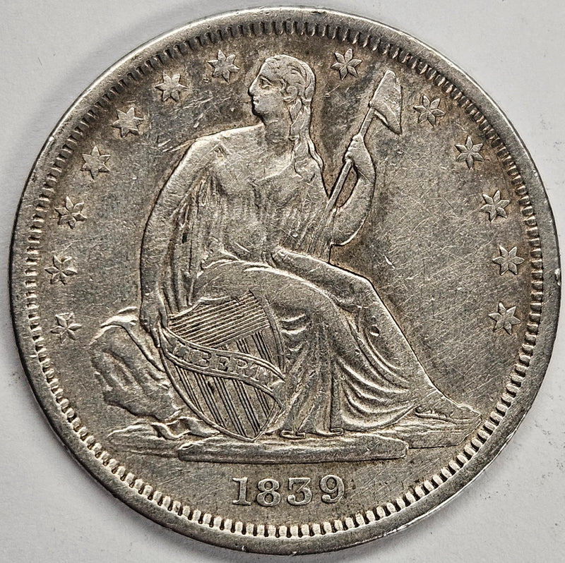 1839 No Drapery Seated Liberty Half Extremely Fine