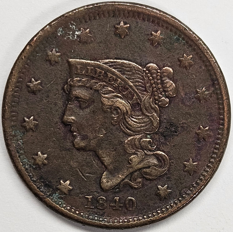 1840 Small Date Braided Hair Large Cent . . . . Extremely Fine