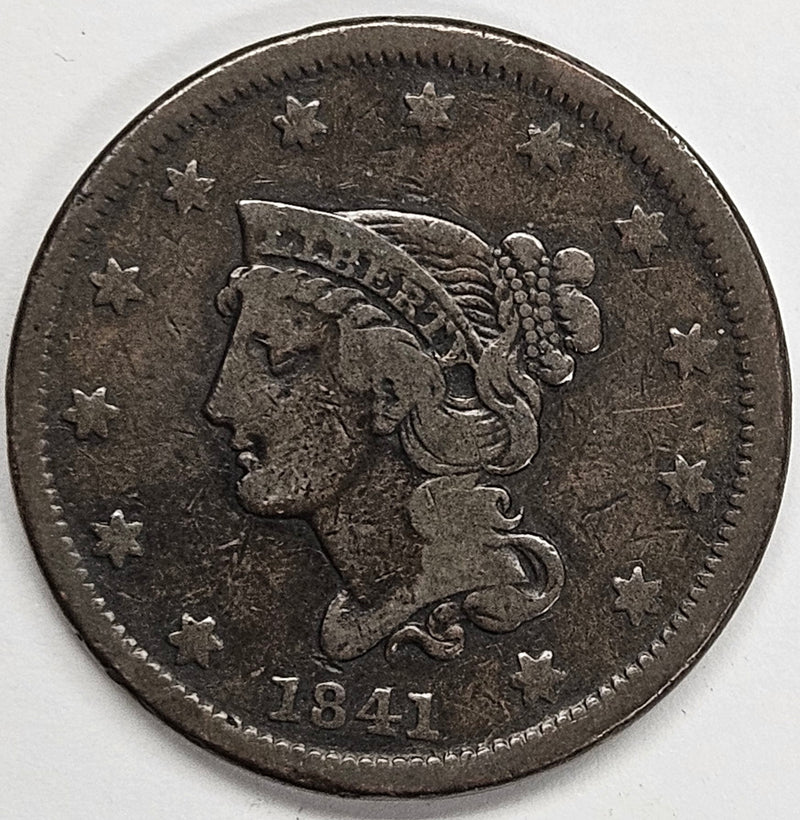 1841 Braided Hair Large Cent . . . . Very Fine