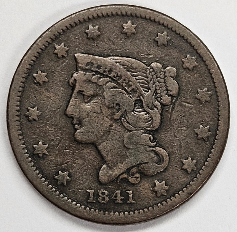 1841 Braided Hair Large Cent . . . . Fine