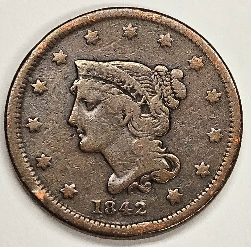 1842 Small Date Braided Hair Large Cent . . . . Fine