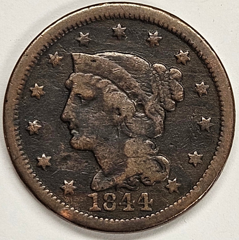 1844 Braided Hair Large Cent . . . . Fine