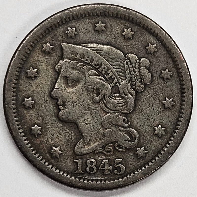 1845 Braided Hair Large Cent Fine