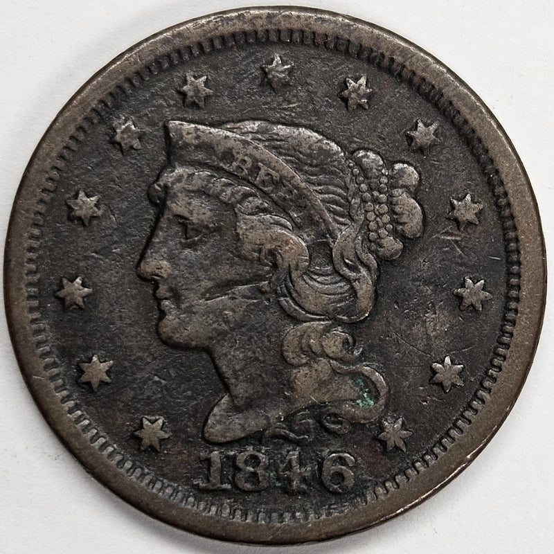 1846 Small Date Braided Hair Large Cent . . . . VF surface issues