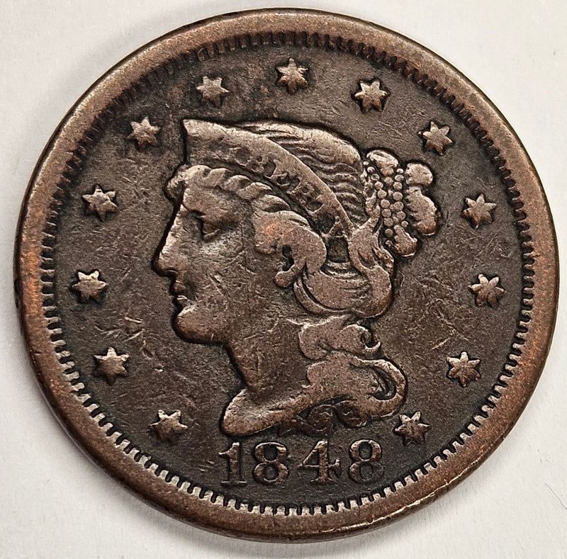 1848 Braided Hair Large Cent . . . . Fine