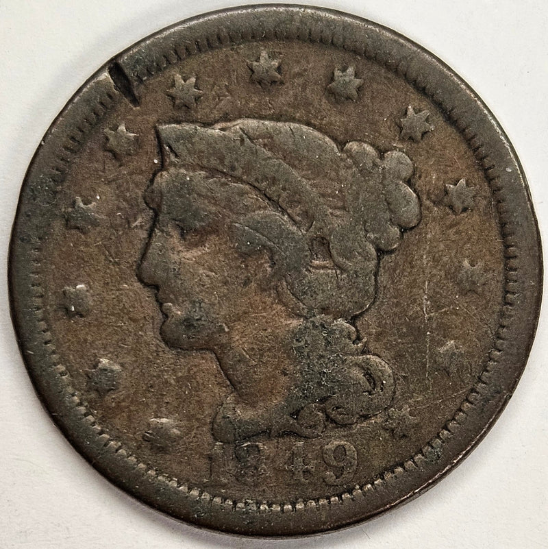 1849 Braided Hair Large Cent . . . . VG rim cut