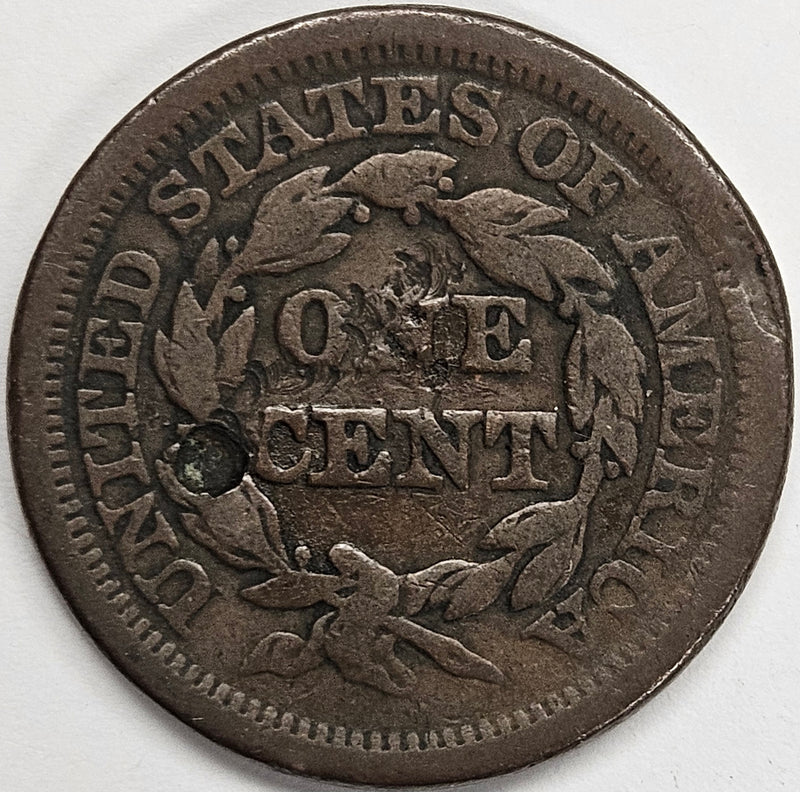 1849 Braided Hair Large Cent . . . . Fine serious reverse damage