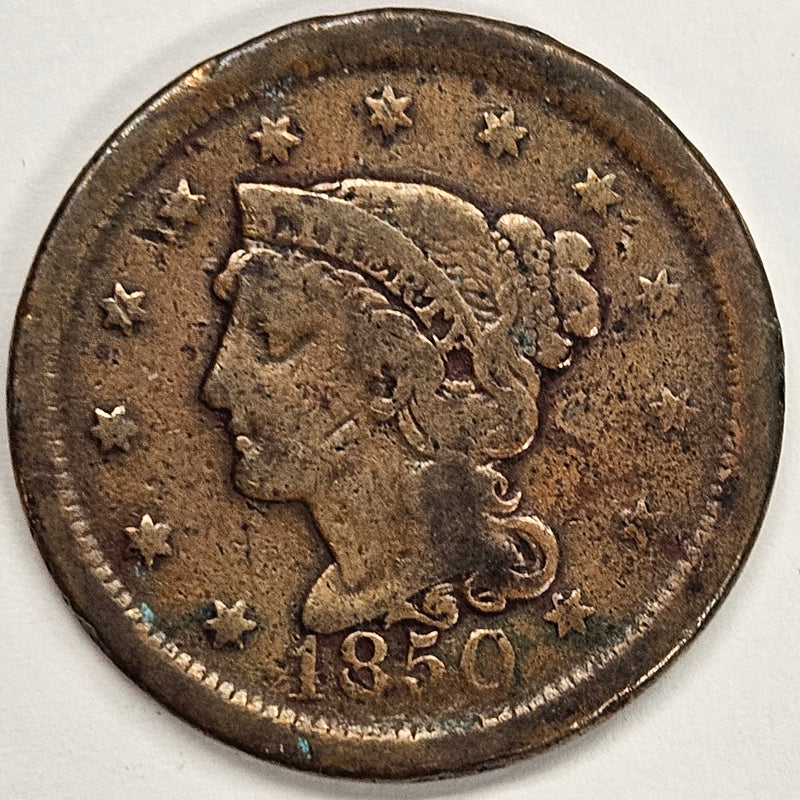 1850 Braided Hair Large Cent . . . . Very Fine