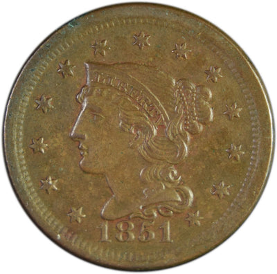 1851 Braided Hair Large Cent Choice Uncirculated Brown