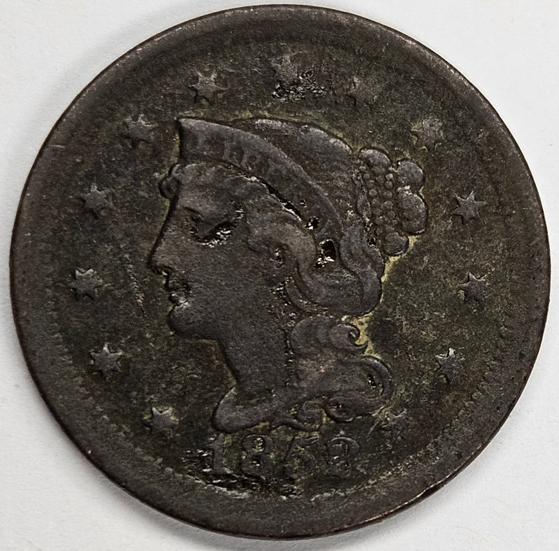 1852 Braided Hair Large Cent . . . . VF corrosion