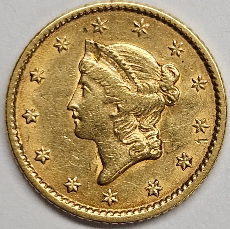 1852 $1.00 Gold . . . . Choice AU small hit