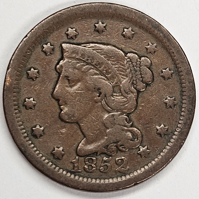 1852 Braided Hair Large Cent . . . . Fine