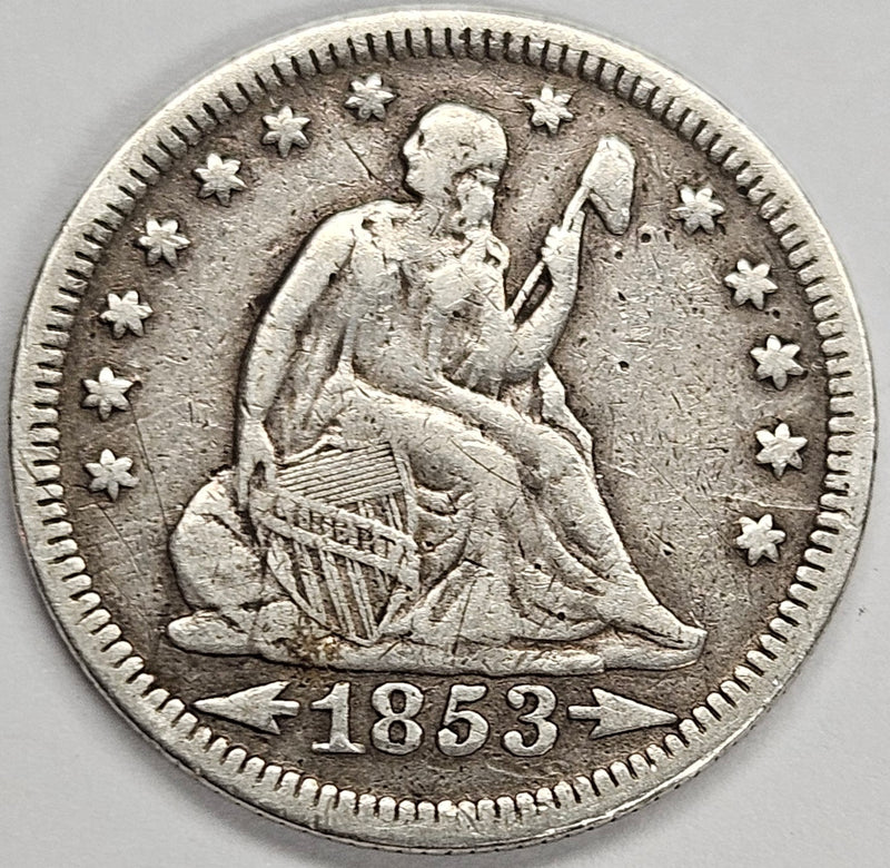 1853 Arrows/Rays Seated Liberty Quarter . . . . Very Fine