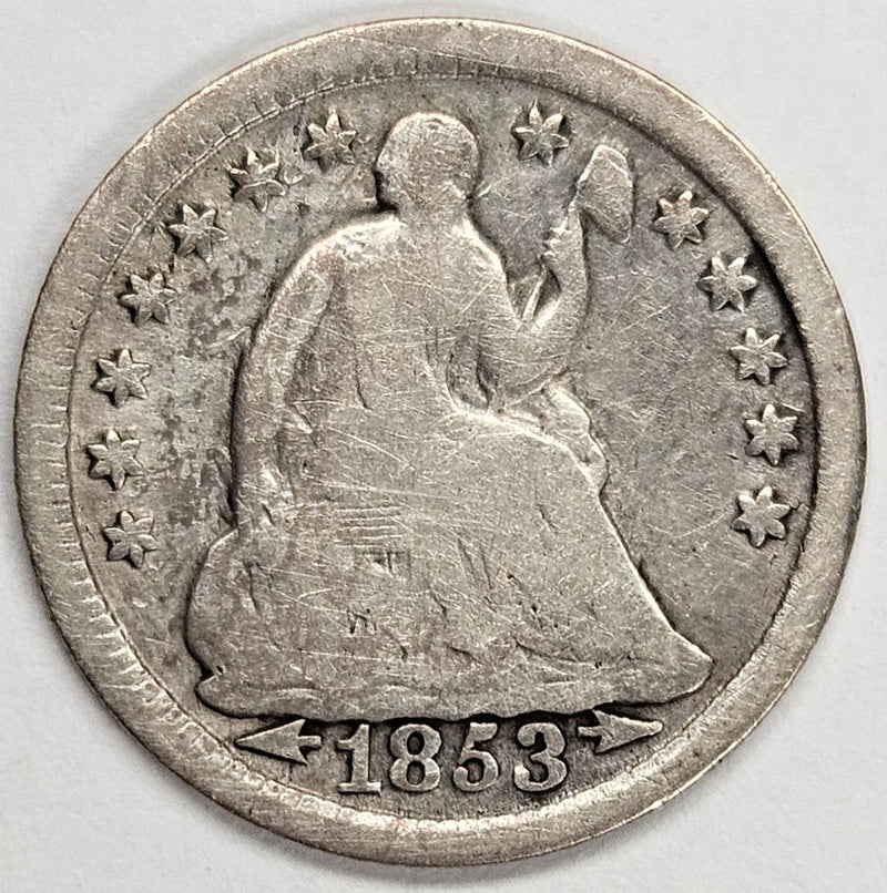 1853 Arrows Seated Liberty Half Dime . . . . Fine