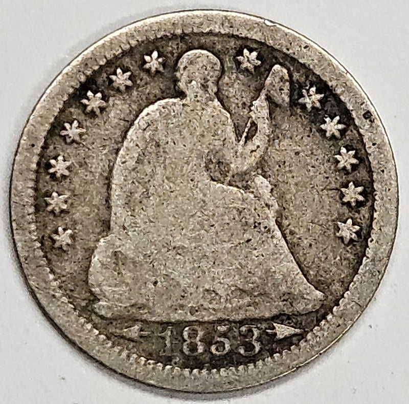 1853 Arrows Seated Liberty Half Dime Good