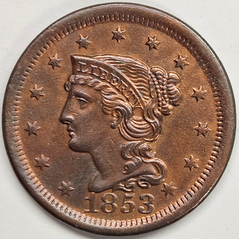 1853 Braided Hair Large Cent . . . . Choice BU Red/Brown