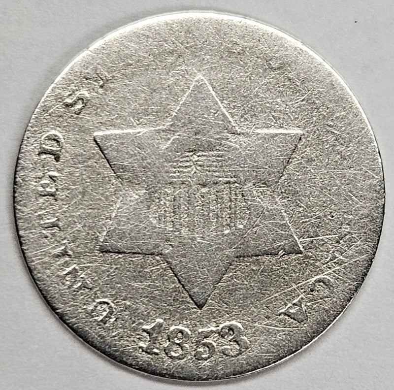 1853 Silver Three Cent Piece . . . . Very Good