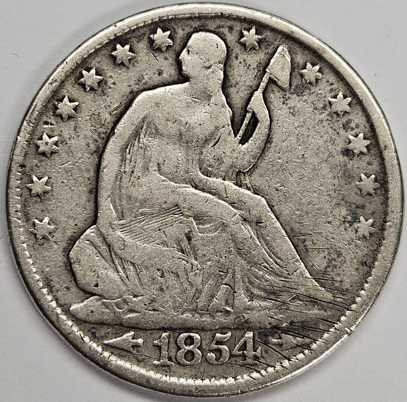 1854 Arrows Seated Liberty Half . . . . VG/Fine