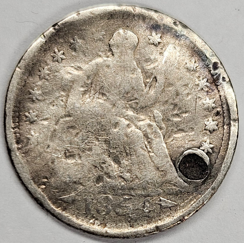 1854 Arrows Seated Liberty Half Dime . . . . Poor holed