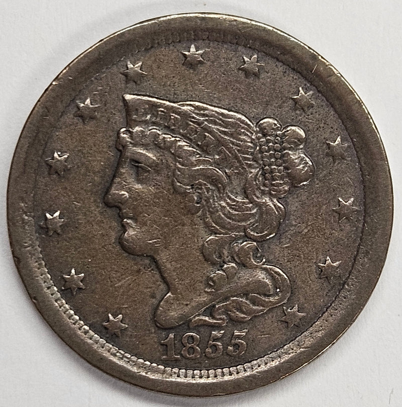 1855 Braided Hair Half Cent . . . . Extremely Fine