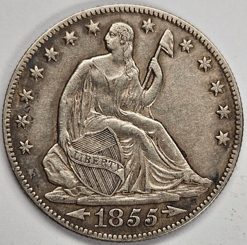 1855-O Seated Liberty Half Choice About Uncirculated