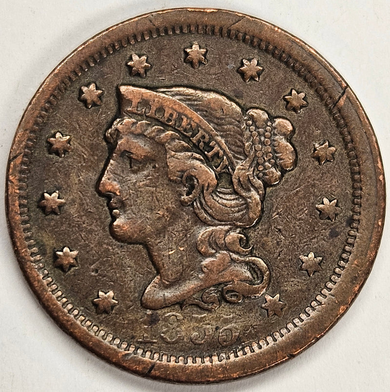 1855 Upright 55 Braided Hair Large Cent . . . . Very Fine