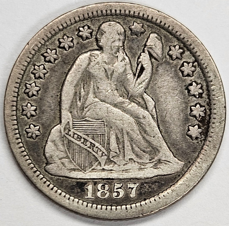 1857 Seated Liberty Dime . . . . Very Fine