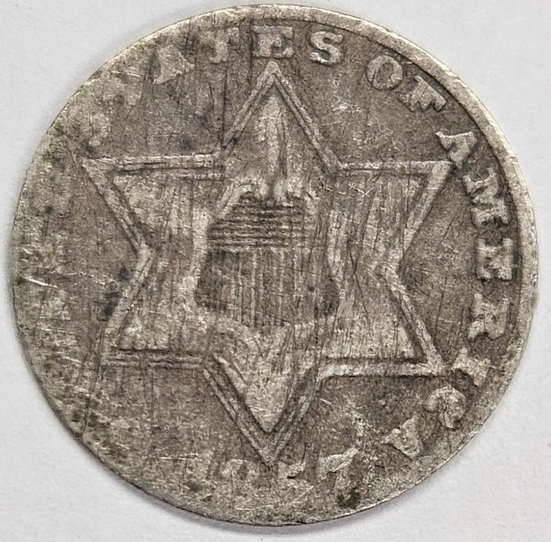 1857 Silver Three Cent Piece . . . . Good light scratches