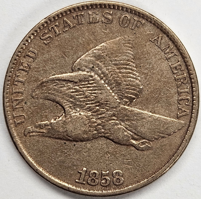 1858 Large Letters Flying Eagle Cent . . . . Extremely Fine