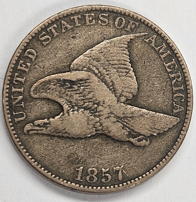 1858 Large Letters Flying Eagle Cent . . . . Fine