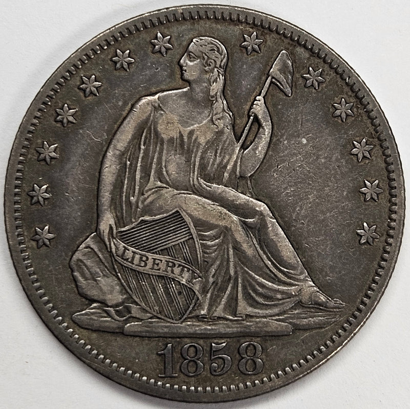 1858-O Seated Liberty Half . . . . Choice About Uncirculated