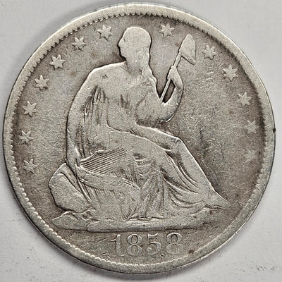 1858-O Seated Liberty Half Fine