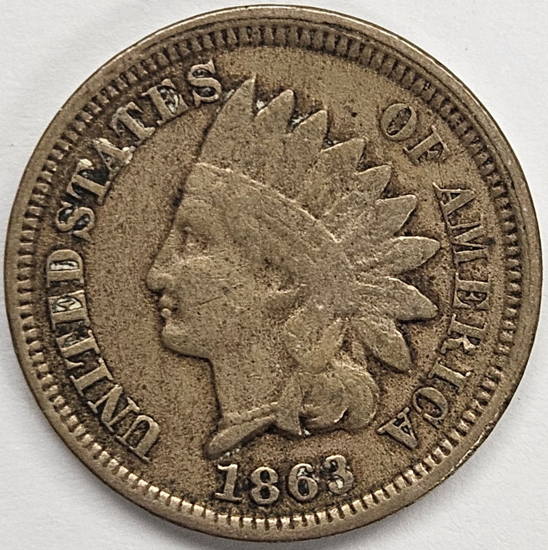 1863 Copper-Nickel Indian Cent . . . . Fine