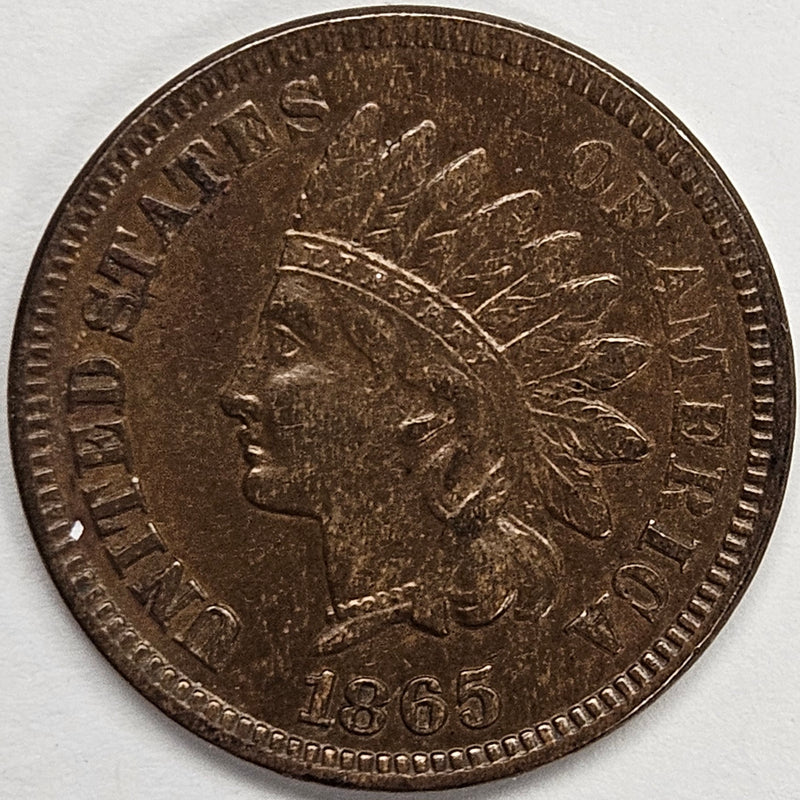 1865 Fancy 5 Indian Cent . . . . Choice About Uncirculated