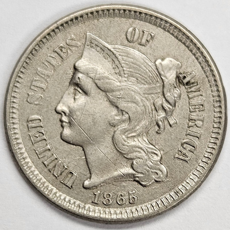 1865 Nickel Three Cent Piece . . . . Uncirculated light scratches