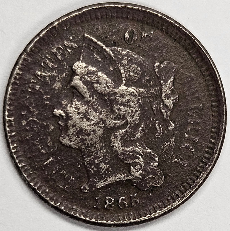 1865 Nickel Three Cent Piece . . . . VG badly corroded