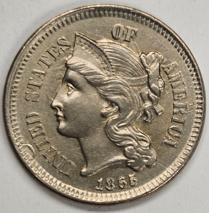 1865 Nickel Three Cent Piece . . . . Choice Brilliant Uncirculated