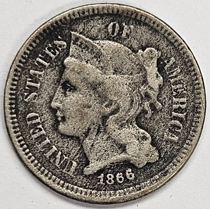 1866 Nickel Three Cent Piece . . . . Fine rough