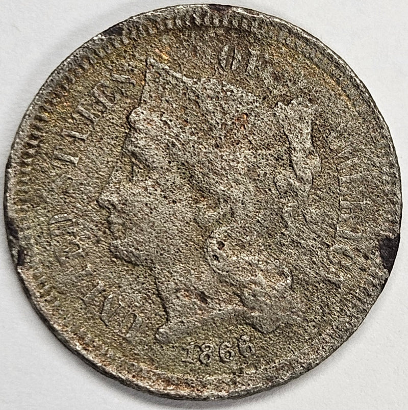 1866 Nickel Three Cent Piece . . . . Poor badly corroded