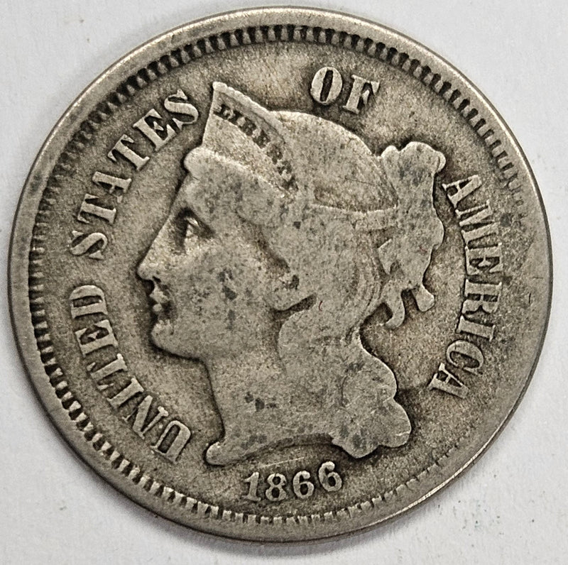 1866 Nickel Three Cent Piece Fine