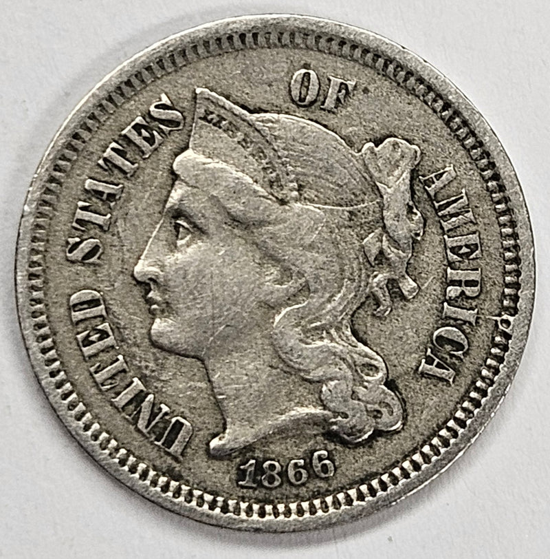 1866 Nickel Three Cent Piece . . . . Extremely Fine