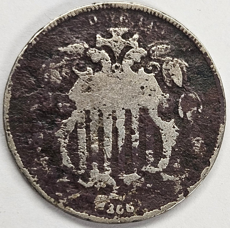 1866 Rays Shield Nickel . . . . AG corrosion